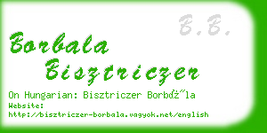 borbala bisztriczer business card